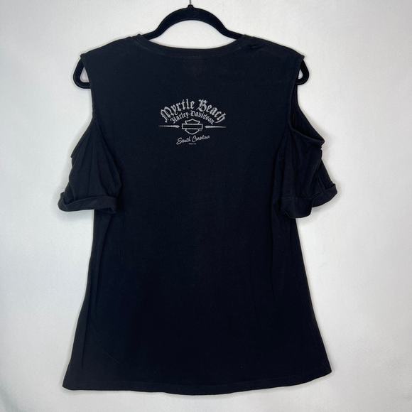 Harley Davidson Cold Shoulder Bike Week 2017 Shirt Blouse Black Skull Size XL - Picture 8 of 10